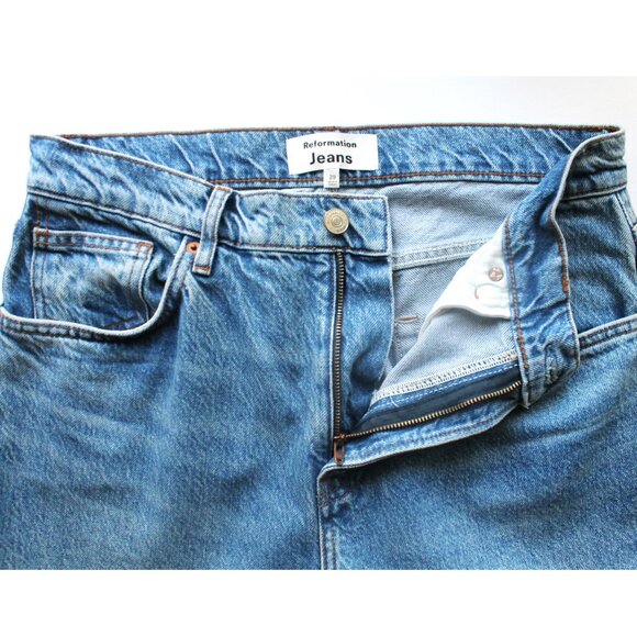 Reformation Val 90s Mid Rise Straight Jeans 31" / Size 29 / Colorado Blue - Picture 7 of 10